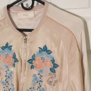 Blank NYC Embroidered Satin Baseball Jacket . Sz M